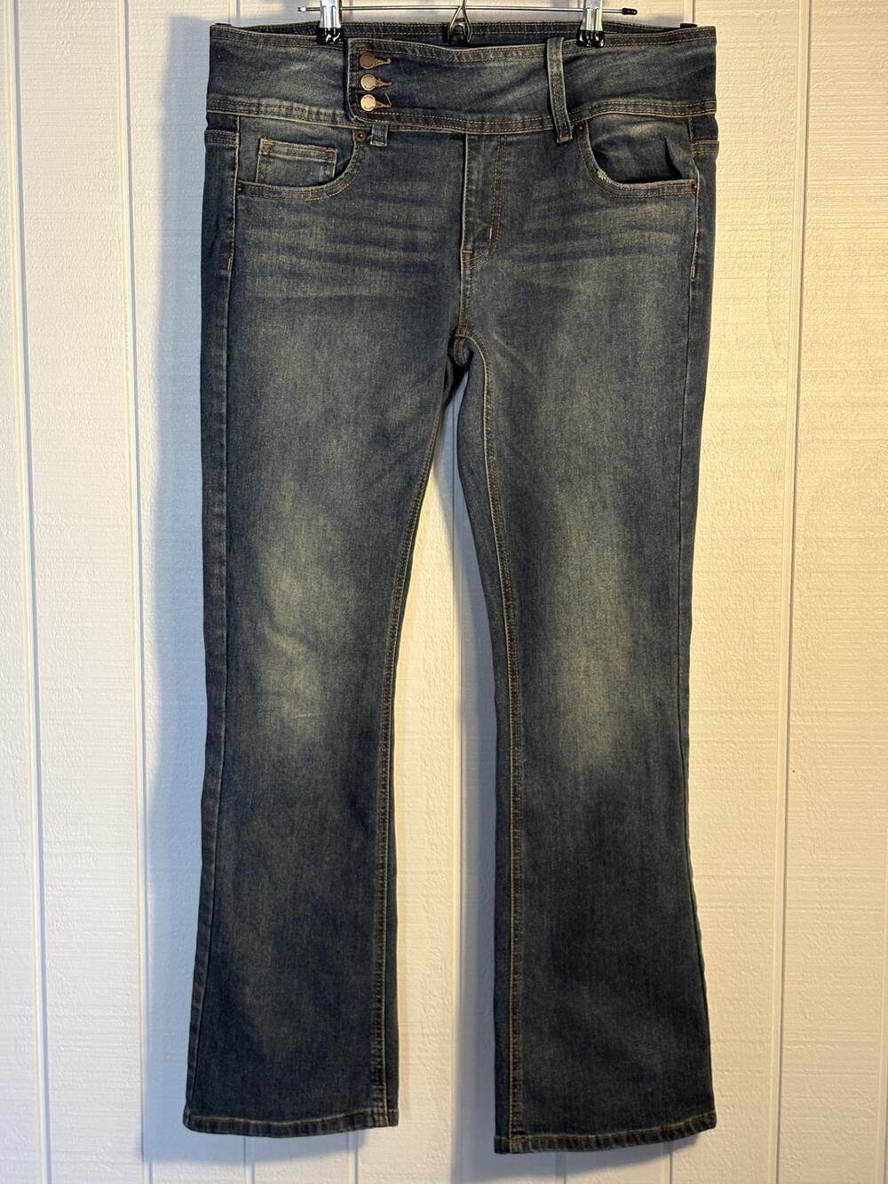 Simple Society Women's 13/31 Flare Jeans Low Rise Stretch Y2K 70s Retro Denim
